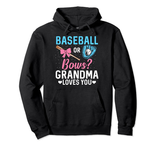 Baseball Or Bows Gender Reveal Baseball Hoodie - Graphic Print for Adults - T-Shirt, Sweatshirt, Hoodie