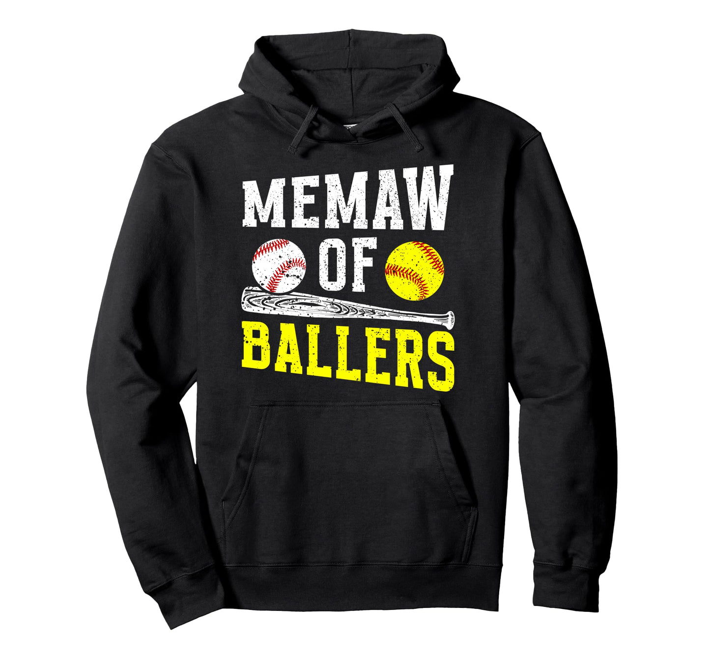 Memaw Ballers Proud Baseball Softball Hoodie - Trendy Graphic for Adults - T-Shirt, Sweatshirt, Hoodie