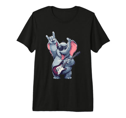 Rock Elephant Guitar Player Funny T-Shirt - Minimalist Print for Adults - T-Shirt, Sweatshirt, Hoodie