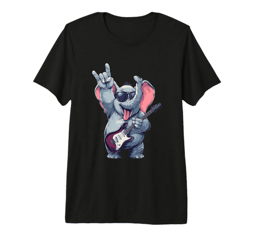 Rock Elephant Guitar Player Funny T-Shirt - Minimalist Print for Adults - T-Shirt, Sweatshirt, Hoodie