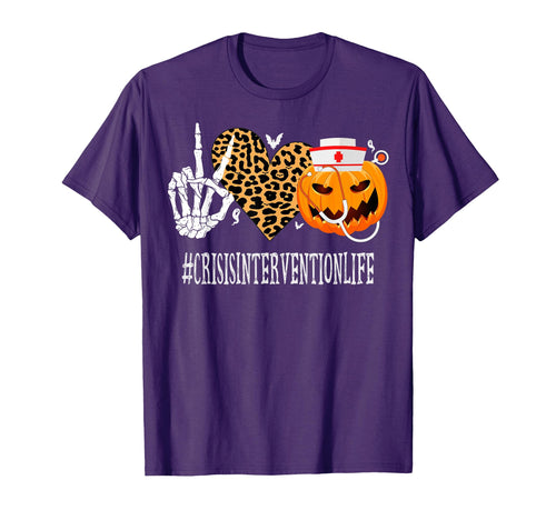 Crisis Intervention Peace Love Pumpkin T-Shirt - Aesthetic Graphic Unisex - T-Shirt, Sweatshirt, Hoodie