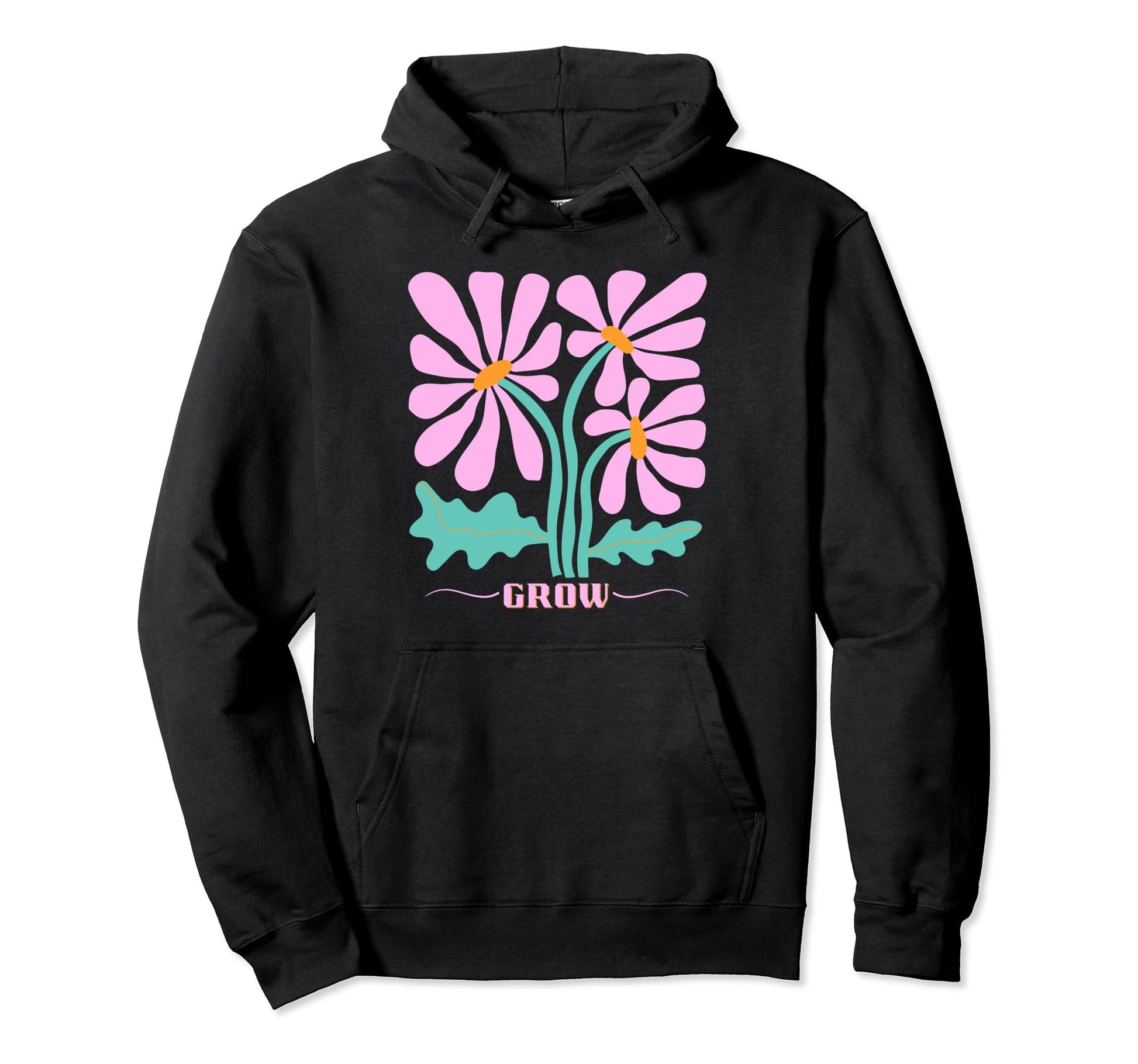Abstract Flowers Grow Positive Boho Hoodie - Custom Art Print Men Women - T-Shirt, Sweatshirt, Hoodie