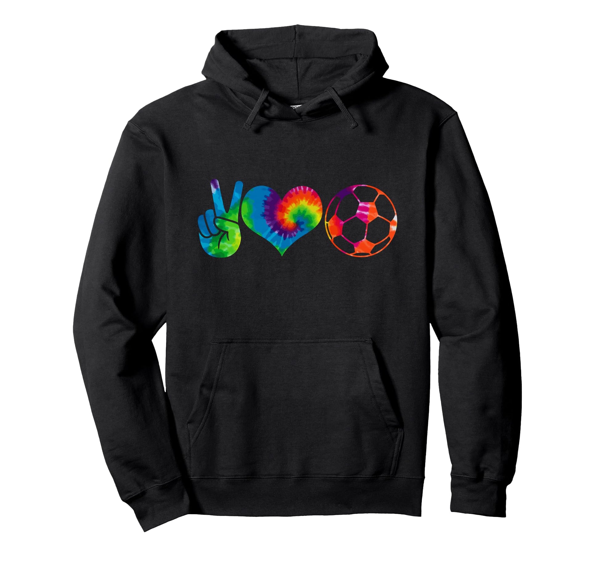 Soccer Tie Dye Peace Love Soccer Hoodie - Streetwear Style for Adults - T-Shirt, Sweatshirt, Hoodie