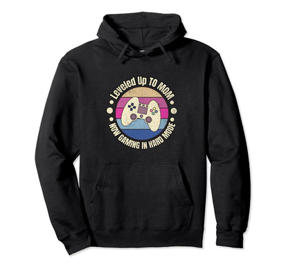 Leveled Up To Mom Gamer Mom Hoodie - Aesthetic Graphic Unisex - T-Shirt, Sweatshirt, Hoodie