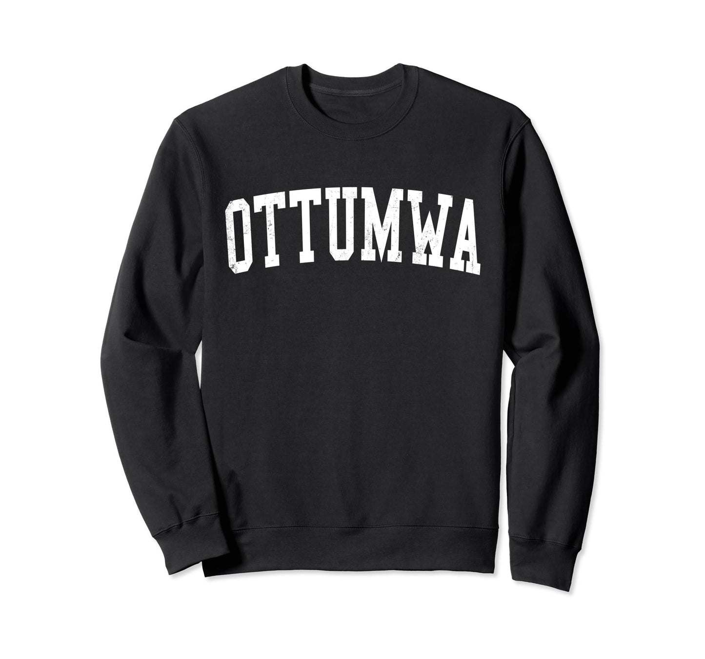 Ottumwa Ia Distressed White Sweatshirt - Custom Art Print for Adults - T-Shirt, Sweatshirt, Hoodie