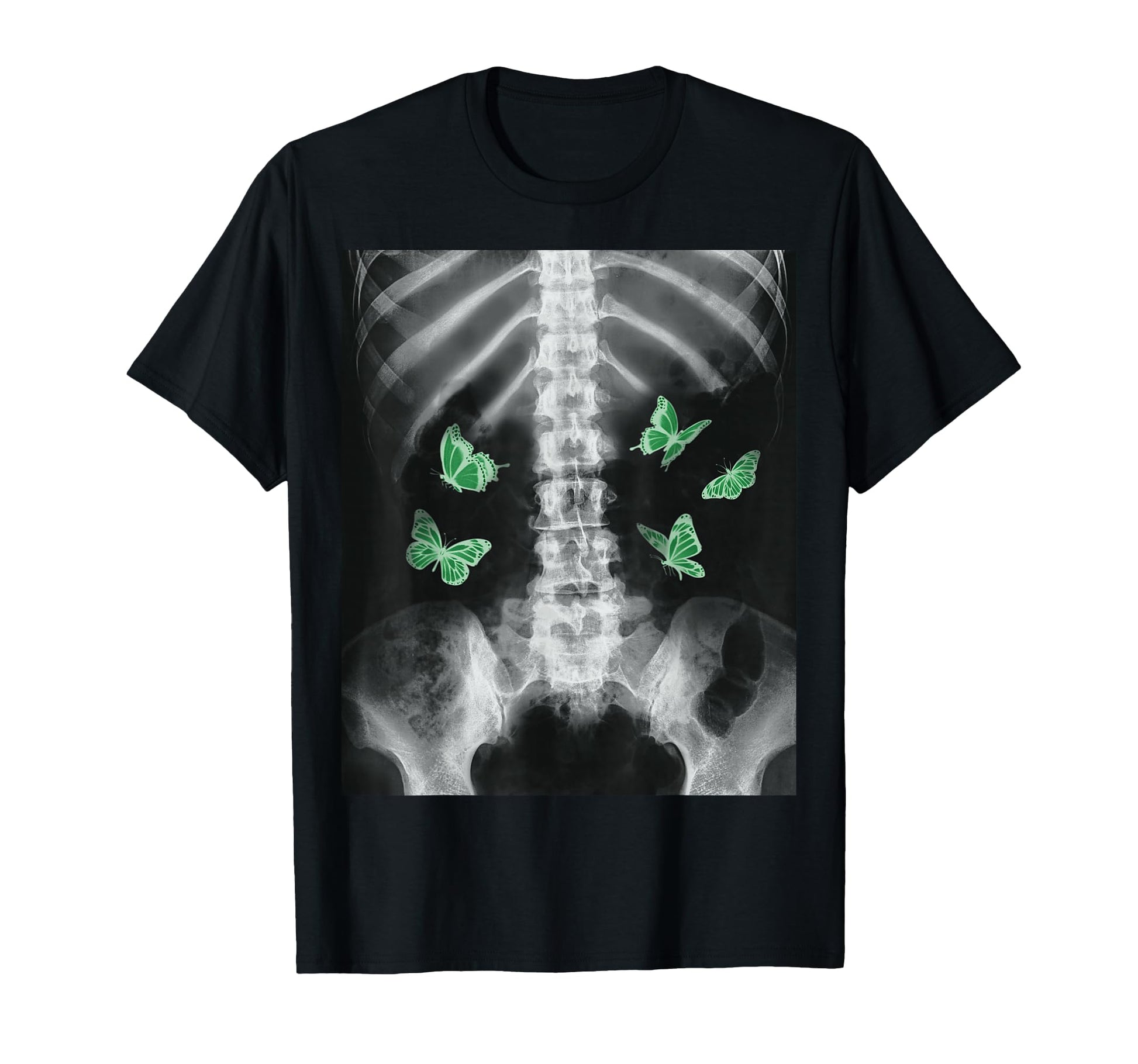 Egirl Xray Skeleton Green Butterfly T-Shirt - Trendy Graphic Men Women - T-Shirt, Sweatshirt, Hoodie