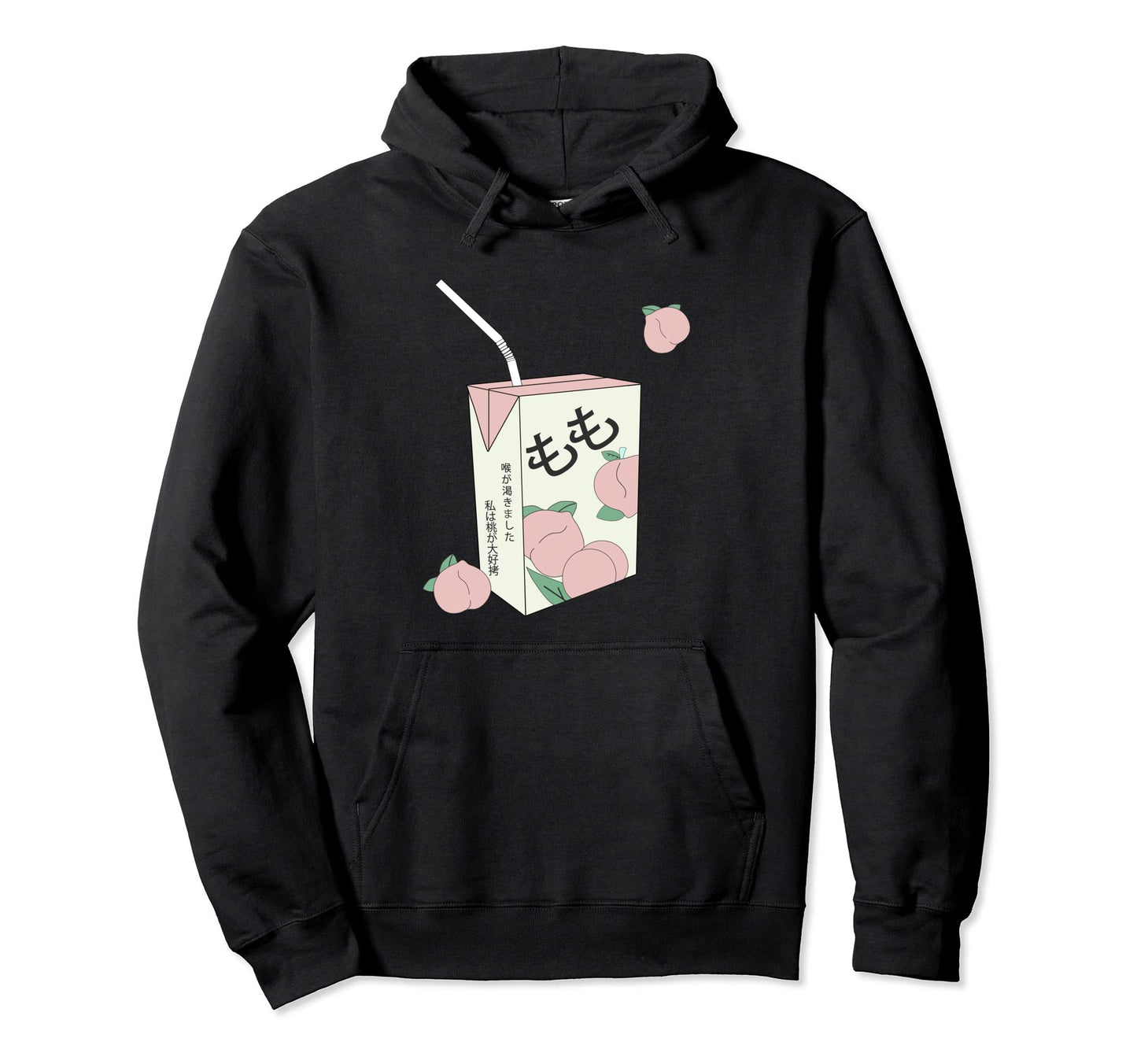 90S Japanese Text Aesthetic Peach Hoodie - Novelty Apparel for Adults - T-Shirt, Sweatshirt, Hoodie