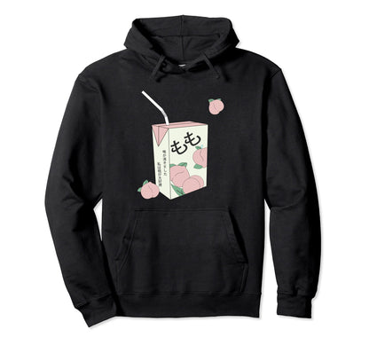 90S Japanese Text Aesthetic Peach Hoodie - Novelty Apparel for Adults - T-Shirt, Sweatshirt, Hoodie