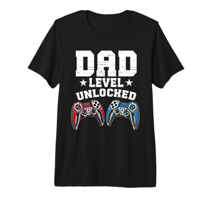 Dad Level Unlocked Controller Papa Gamer T-Shirt - Custom Art Print Unisex - T-Shirt, Sweatshirt, Hoodie