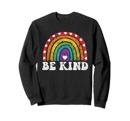 Be Kind Proud Ally Rainbow Flag Gay Sweatshirt - Graphic Print Men Women - T-Shirt, Sweatshirt, Hoodie