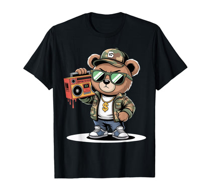 Camouflage Rapper Teddy Bear Camo 80S T-Shirt - Novelty Apparel Men Women - T-Shirt, Sweatshirt, Hoodie