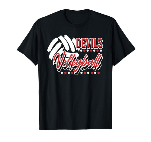 Red Devils Volleyball Mom School Spirit T-Shirt - Custom Art Print Unisex - T-Shirt, Sweatshirt, Hoodie