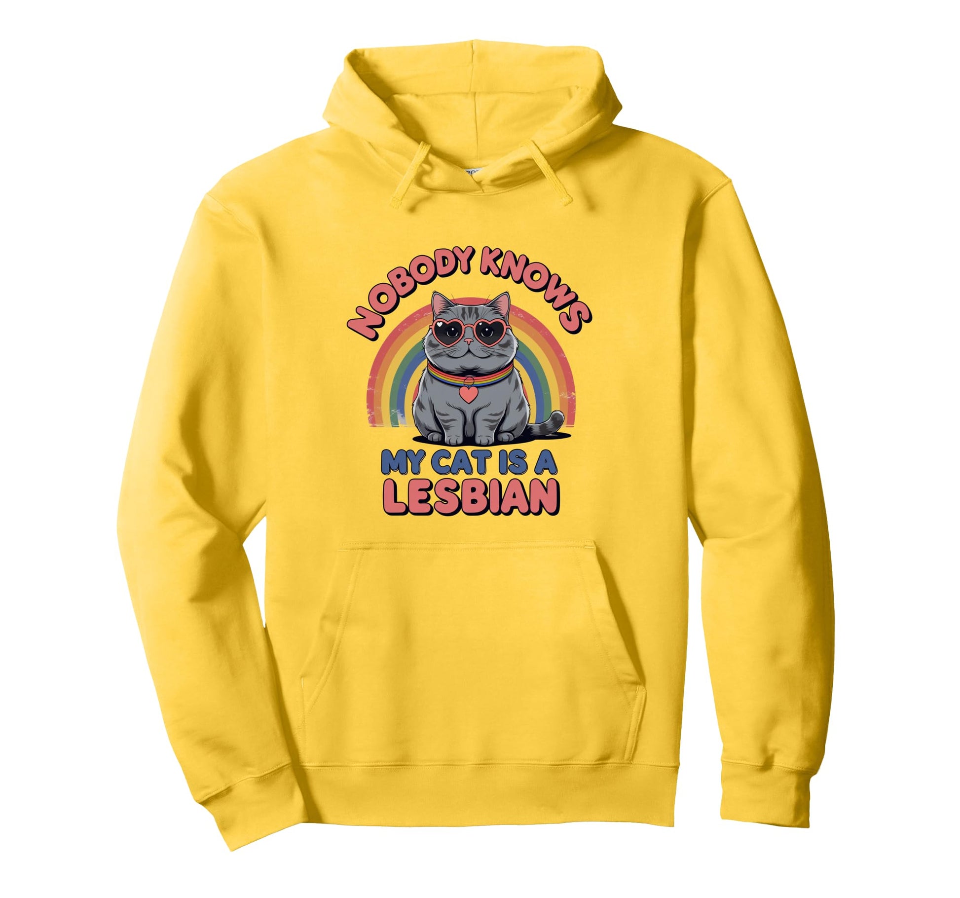 Funny Cat Lesbian Pride Lgbtq Rainbow Hoodie - Casual Everyday Wear Unisex - T-Shirt, Sweatshirt, Hoodie