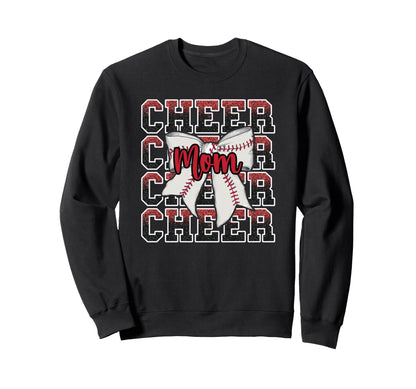 Proud Cheer Mom Coquette Bow Sweatshirt - Custom Art Print for Adults - T-Shirt, Sweatshirt, Hoodie