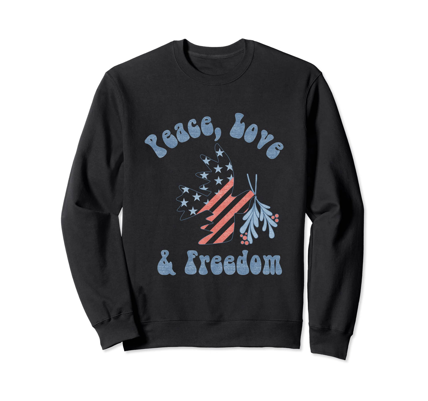 Americana Peace Love Freedom Sweatshirt - Fun Novelty Design for Adults - T-Shirt, Sweatshirt, Hoodie