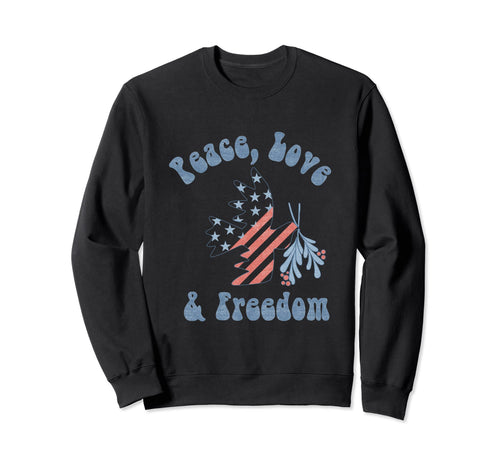 Americana Peace Love Freedom Sweatshirt - Fun Novelty Design for Adults - T-Shirt, Sweatshirt, Hoodie