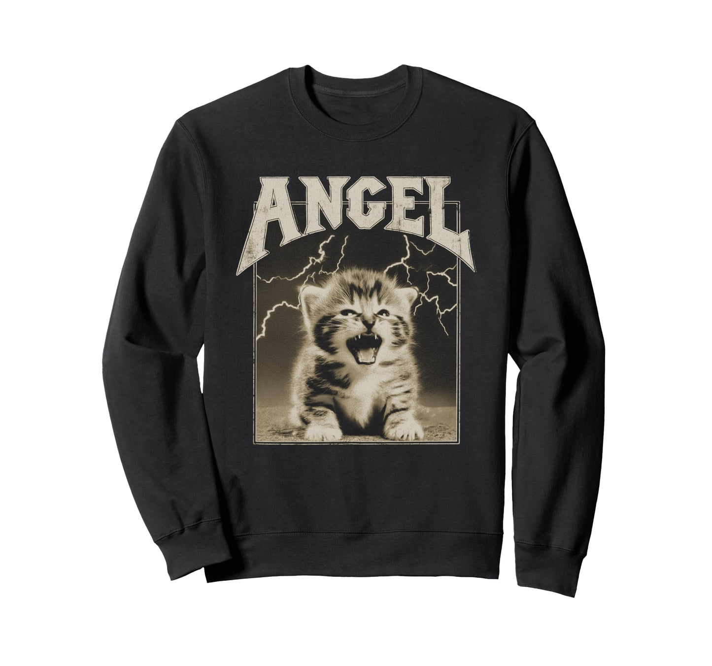 Y2K Cat Silly Angel 90S 2000S Grunge Sweatshirt - Trendy Graphic for Adults - T-Shirt, Sweatshirt, Hoodie