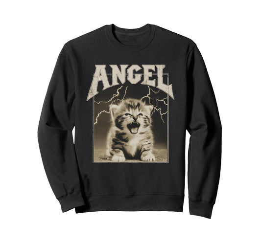 Y2K Cat Silly Angel 90S 2000S Grunge Sweatshirt - Trendy Graphic for Adults - T-Shirt, Sweatshirt, Hoodie