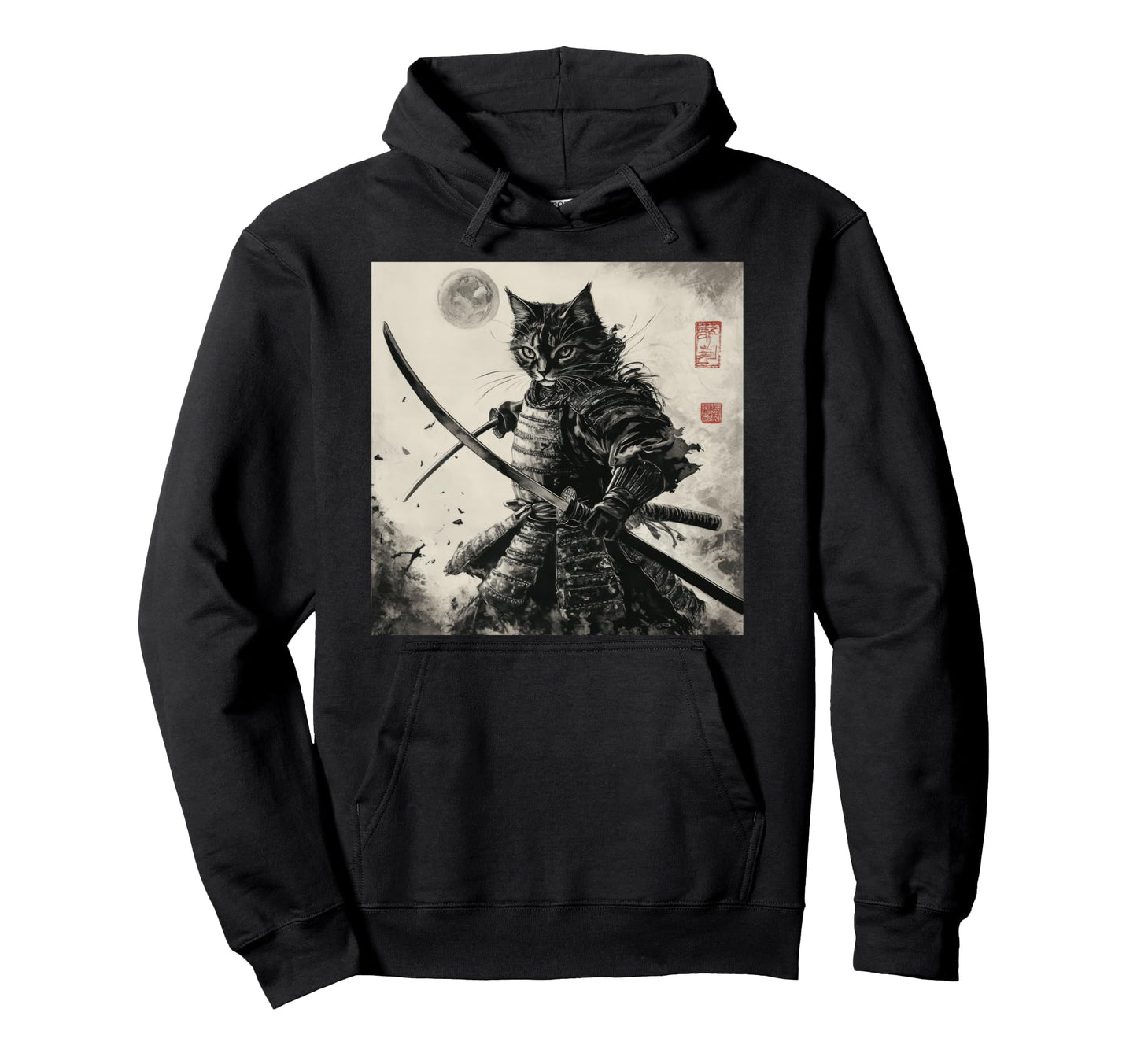 Funny Cat Japanese Samurai Ukiyo E Art Hoodie - Streetwear Style Unisex - T-Shirt, Sweatshirt, Hoodie