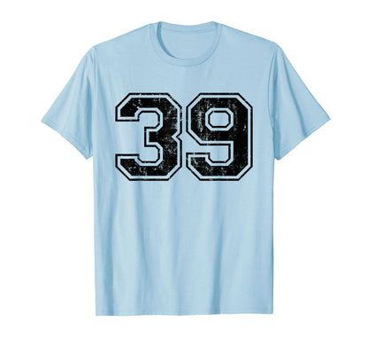 Number 39 Varsity Distressed Sport Team T-Shirt - Streetwear Style Unisex - T-Shirt, Sweatshirt, Hoodie