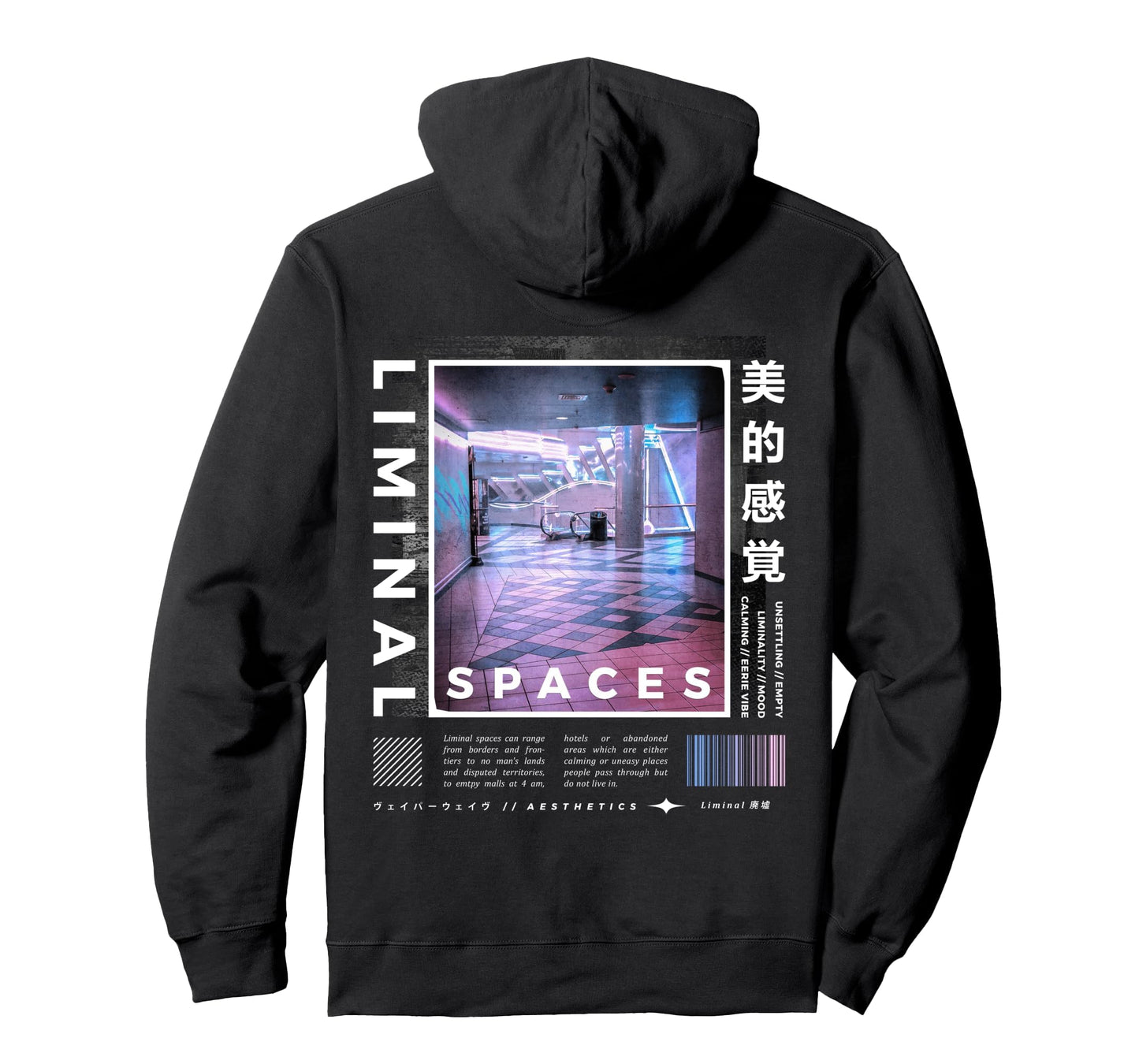 Liminal Spaces Backprint Vaporwave Hoodie - Casual Everyday Wear Men Women - T-Shirt, Sweatshirt, Hoodie