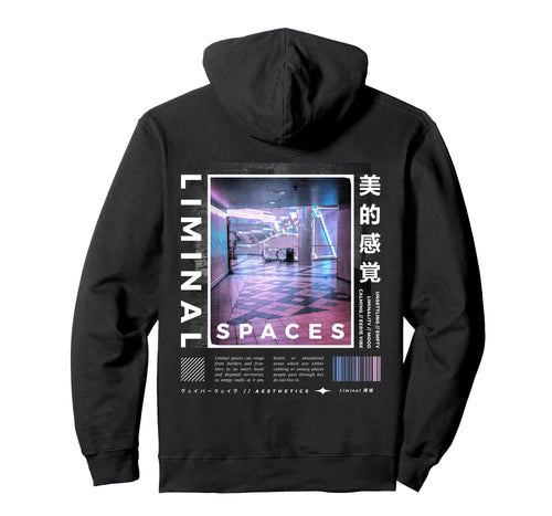 Liminal Spaces Backprint Vaporwave Hoodie - Casual Everyday Wear Men Women - T-Shirt, Sweatshirt, Hoodie