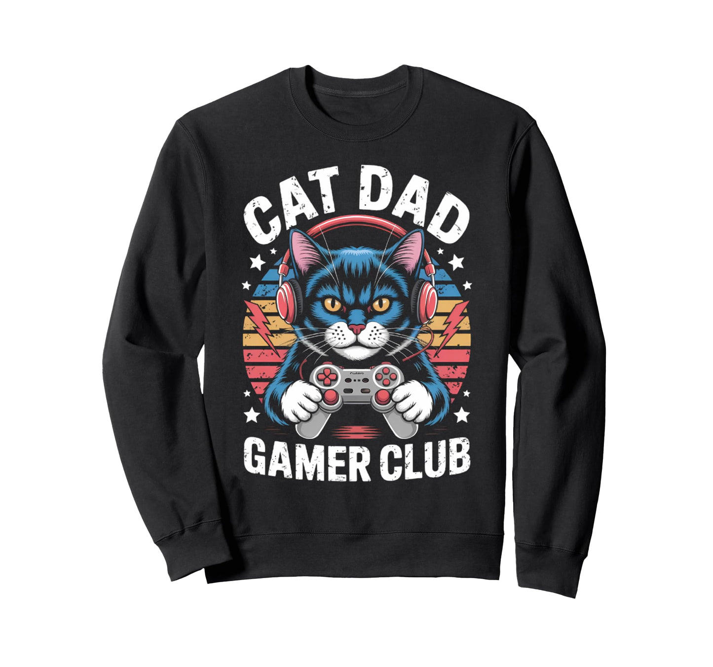 Funny Cat Dad Gamer Club Him Video Sweatshirt - Novelty Apparel Unisex - T-Shirt, Sweatshirt, Hoodie