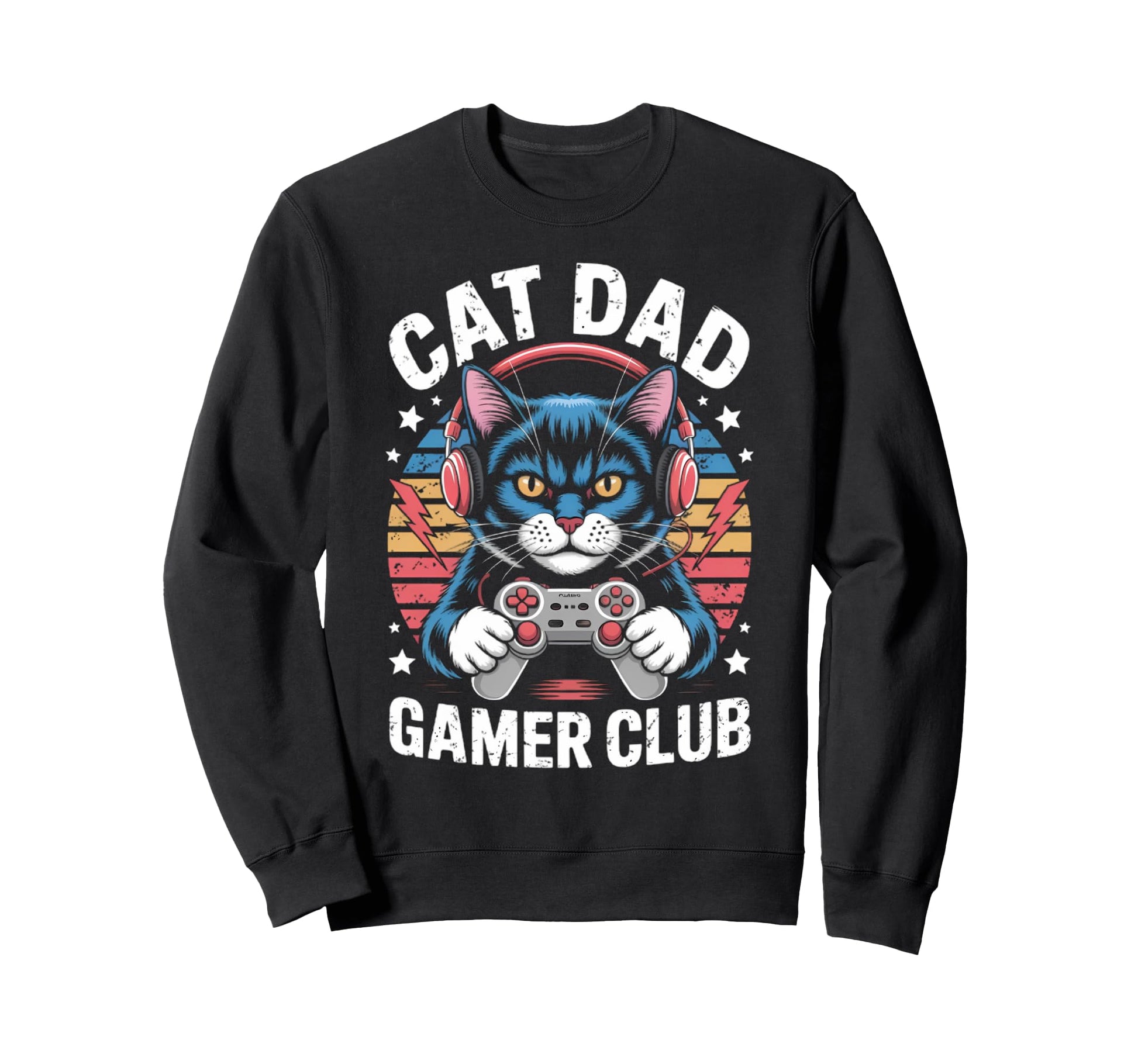 Funny Cat Dad Gamer Club Him Video Sweatshirt - Novelty Apparel Unisex - T-Shirt, Sweatshirt, Hoodie