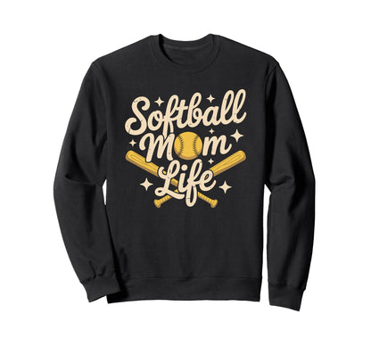 Softball Mom Life Baseball Sports Sweatshirt - Trendy Graphic for Adults - T-Shirt, Sweatshirt, Hoodie