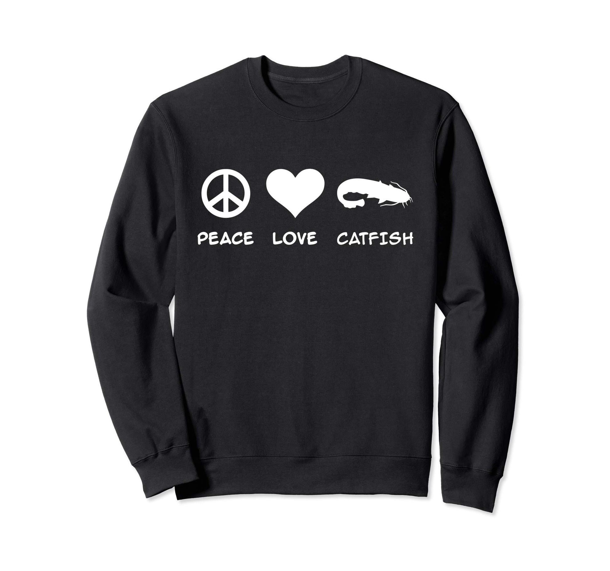 Peace Love Catfish Fishing Sweatshirt - Minimalist Print for Adults - T-Shirt, Sweatshirt, Hoodie