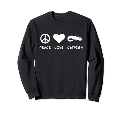 Peace Love Catfish Fishing Sweatshirt - Minimalist Print for Adults - T-Shirt, Sweatshirt, Hoodie