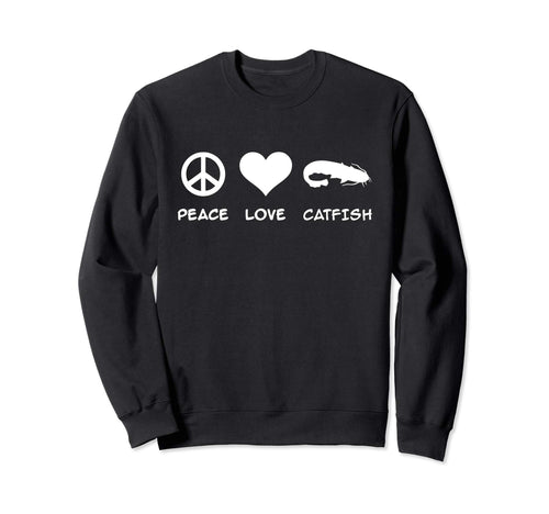 Peace Love Catfish Fishing Sweatshirt - Minimalist Print for Adults - T-Shirt, Sweatshirt, Hoodie