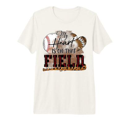 My Heart Is Field Baseball Mom Sport T-Shirt - Minimalist Print for Adults - T-Shirt, Sweatshirt, Hoodie