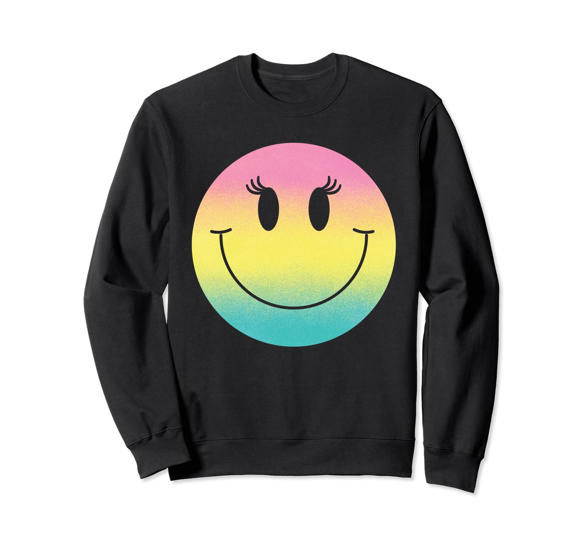 Eyelashes Rainbow Happy Smiling Sweatshirt - Unique Graphic Men Women - T-Shirt, Sweatshirt, Hoodie