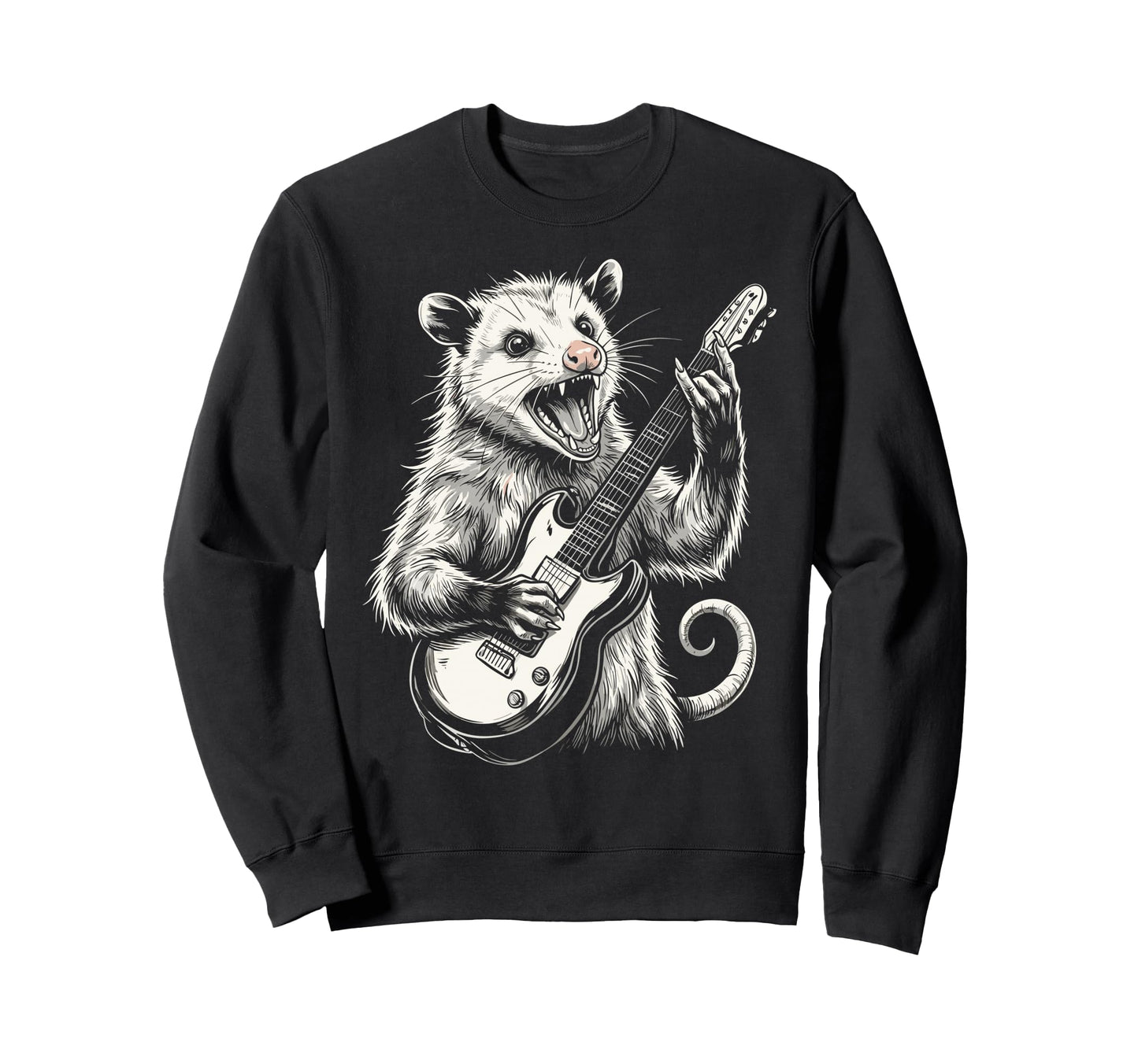 Funny Opossum Playing Guitar Heavy Sweatshirt - Aesthetic Graphic Unisex - T-Shirt, Sweatshirt, Hoodie