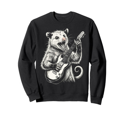 Funny Opossum Playing Guitar Heavy Sweatshirt - Aesthetic Graphic Unisex - T-Shirt, Sweatshirt, Hoodie