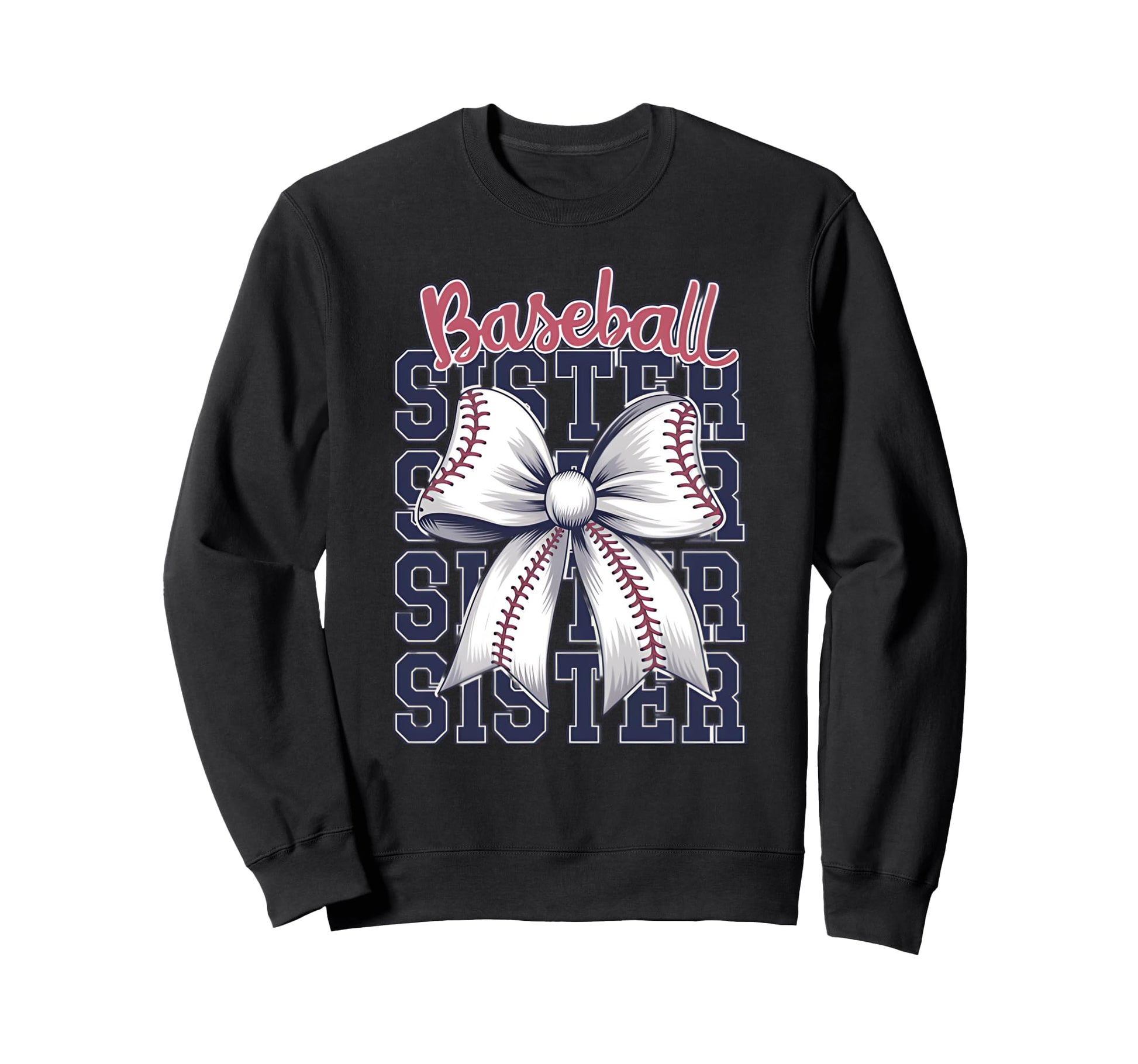 Baseball Sister Coquette Bow Sweatshirt - Graphic Print for Adults - T-Shirt, Sweatshirt, Hoodie