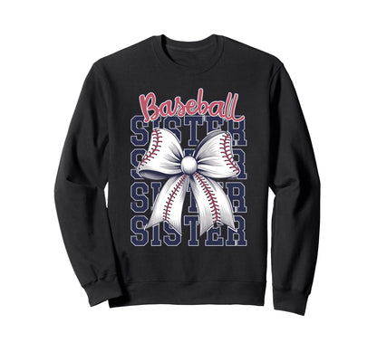 Baseball Sister Coquette Bow Sweatshirt - Graphic Print for Adults - T-Shirt, Sweatshirt, Hoodie