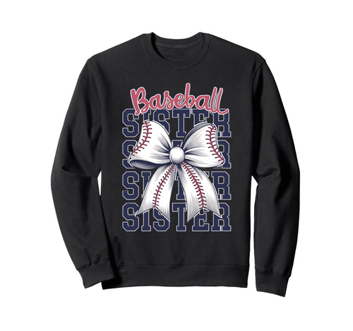 Baseball Sister Coquette Bow Sweatshirt - Graphic Print for Adults - T-Shirt, Sweatshirt, Hoodie