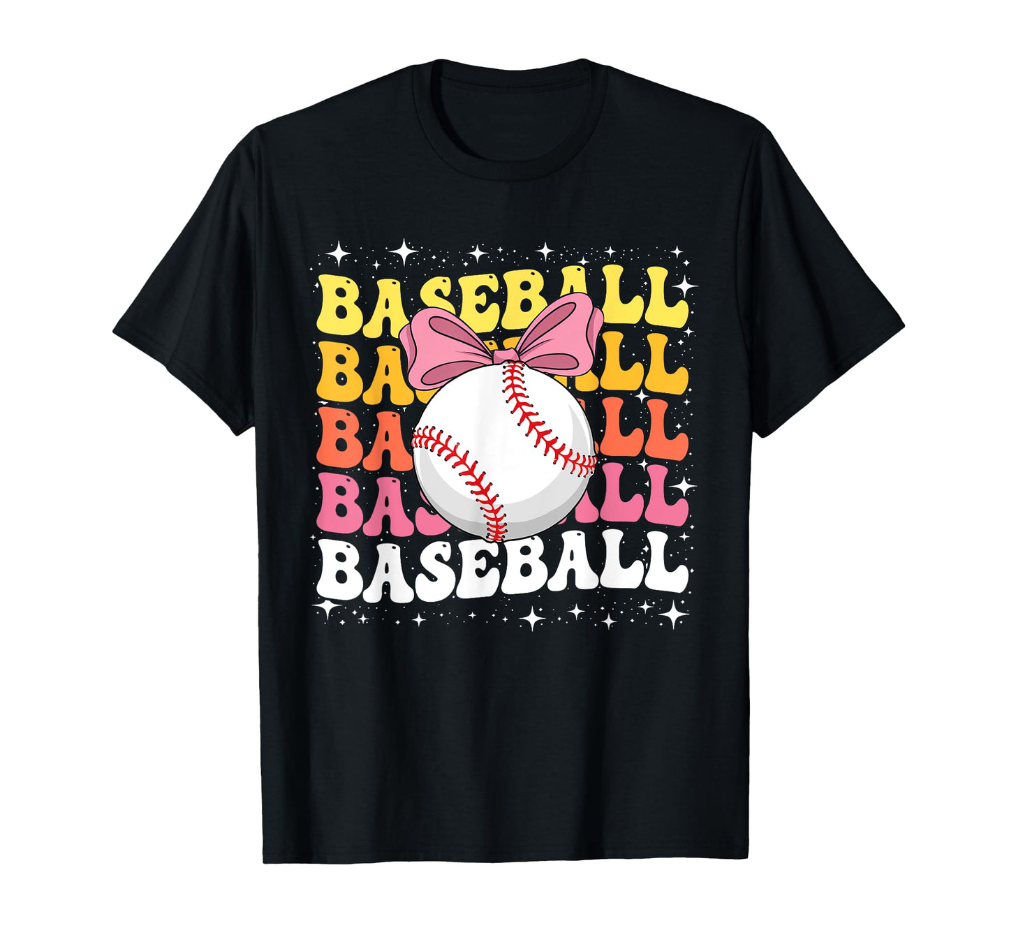 Groovy Baseball Coquette Bow T-Shirt - Streetwear Style for Adults - T-Shirt, Sweatshirt, Hoodie