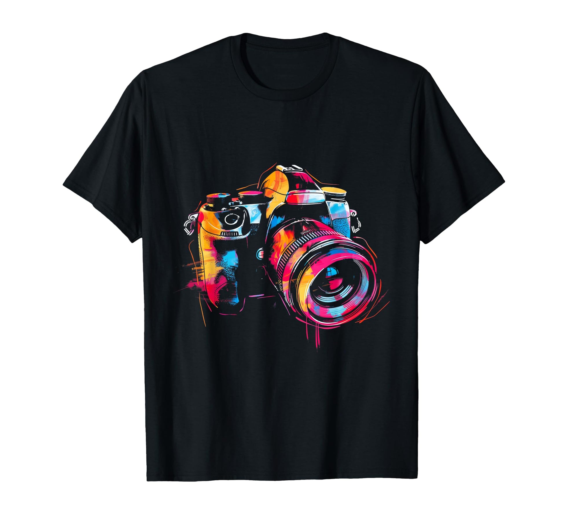 Camera Photography Watercolor Art T-Shirt - Graphic Print for Adults - T-Shirt, Sweatshirt, Hoodie