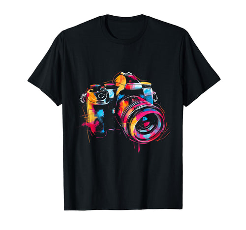 Camera Photography Watercolor Art T-Shirt - Graphic Print for Adults - T-Shirt, Sweatshirt, Hoodie