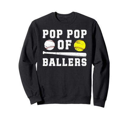 Pop Pop Ballers Proud Baseball Sweatshirt - Aesthetic Graphic for Adults - T-Shirt, Sweatshirt, Hoodie