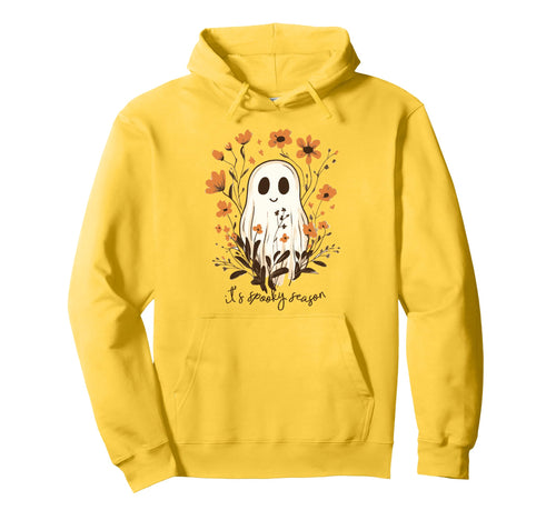 Ghost Spooky Season Floral Boho Hoodie - Casual Everyday Wear for Adults - T-Shirt, Sweatshirt, Hoodie