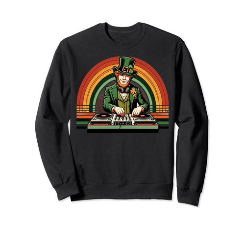 Leprechaun Dj Playing Dj Mixer Sweatshirt - Streetwear Style for Adults - T-Shirt, Sweatshirt, Hoodie