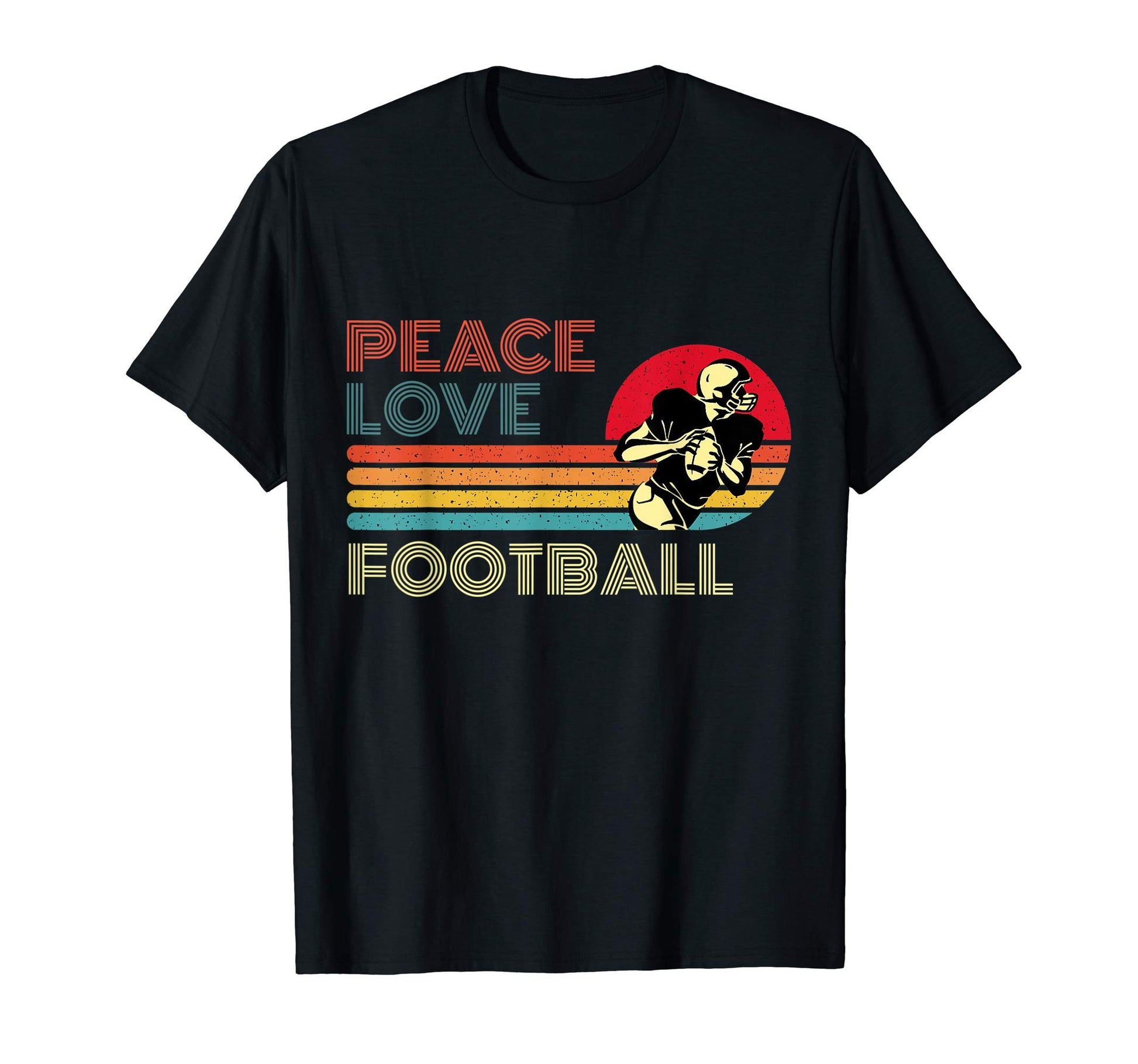 Peace Love Football Striped Sunset T-Shirt - Minimalist Print for Adults - T-Shirt, Sweatshirt, Hoodie