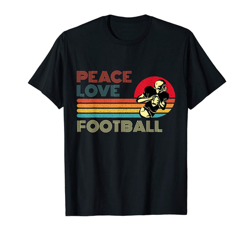 Peace Love Football Striped Sunset T-Shirt - Minimalist Print for Adults - T-Shirt, Sweatshirt, Hoodie
