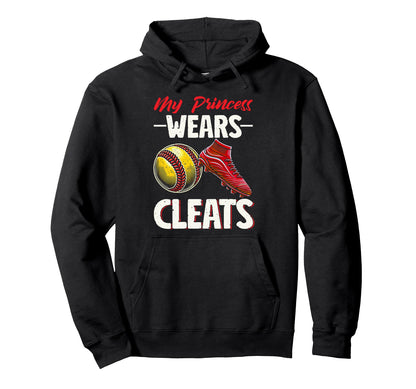 My Princess Wears Cleats Softball Mama Hoodie - Trendy Graphic Unisex - T-Shirt, Sweatshirt, Hoodie