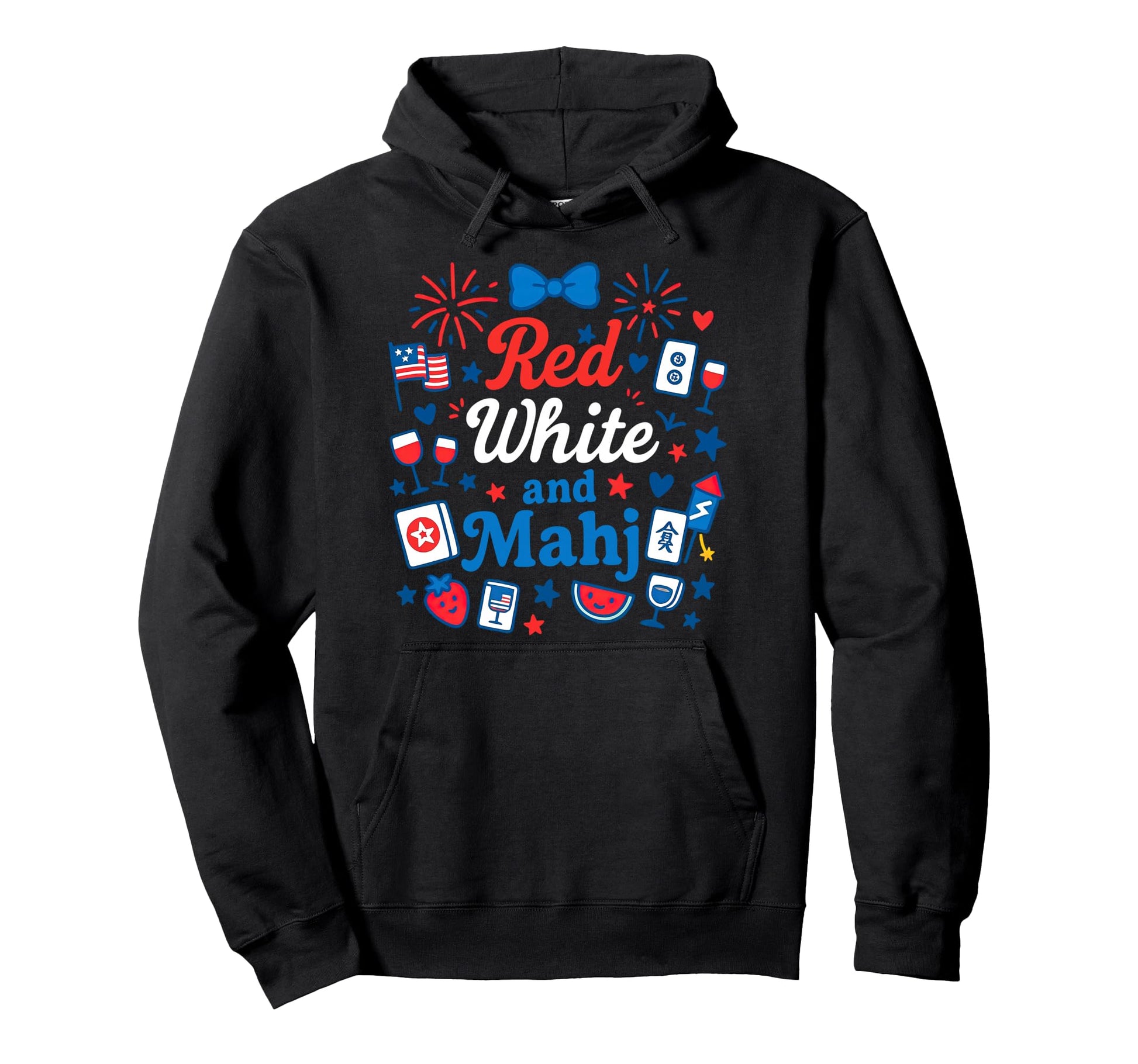 Red White And Mahjong 4Th July Hoodie - Novelty Apparel for Adults - T-Shirt, Sweatshirt, Hoodie