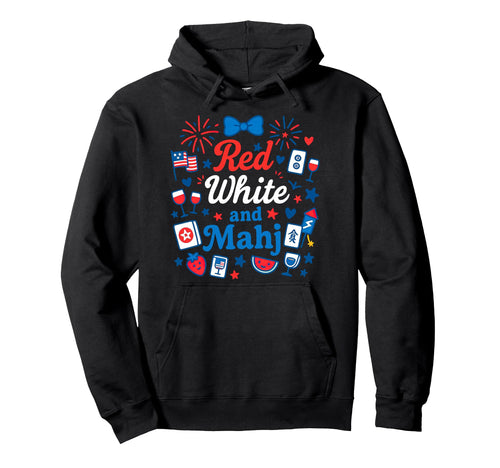 Red White And Mahjong 4Th July Hoodie - Novelty Apparel for Adults - T-Shirt, Sweatshirt, Hoodie